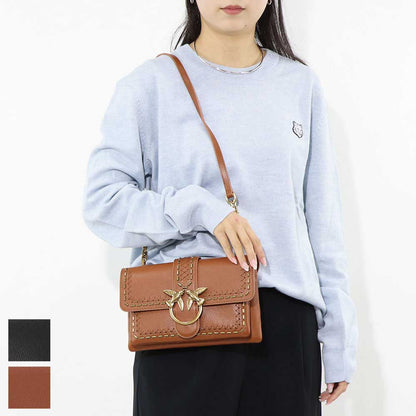 PINKO ショルダーバッグ ブラウン ブラック レザー 1P21SQ-Y65Z