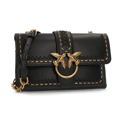 PINKO ショルダーバッグ ブラウン ブラック レザー 1P21SQ-Y65Z