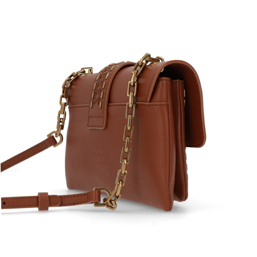 PINKO ショルダーバッグ ブラウン ブラック レザー 1P21SQ-Y65Z