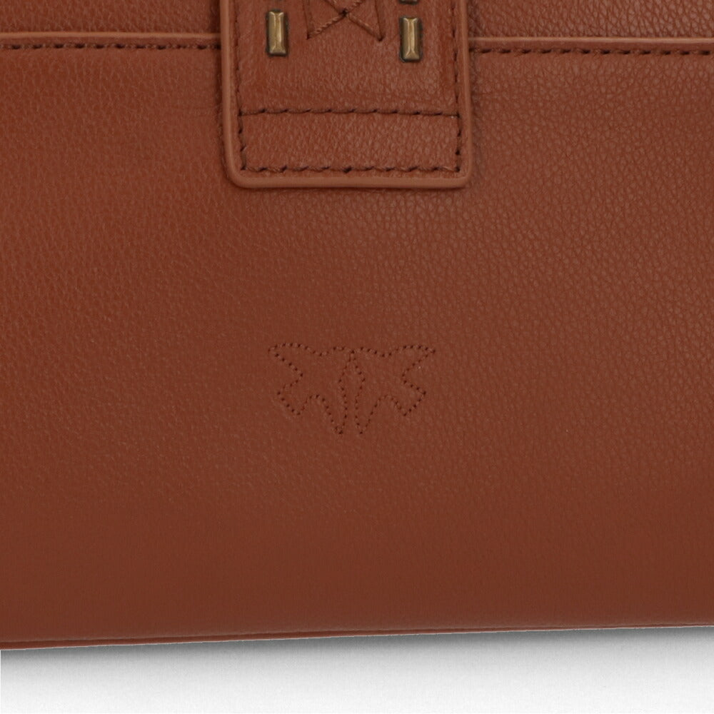 PINKO ショルダーバッグ ブラウン ブラック レザー 1P21SQ-Y65Z