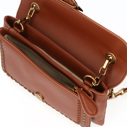 PINKO ショルダーバッグ ブラウン ブラック レザー 1P21SQ-Y65Z