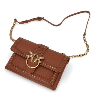 PINKO ショルダーバッグ ブラウン ブラック レザー 1P21SQ-Y65Z