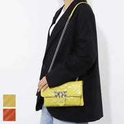 PINKO ショルダーバッグ オレンジ イエロー レザー キルティング 1P21ND-Y66H