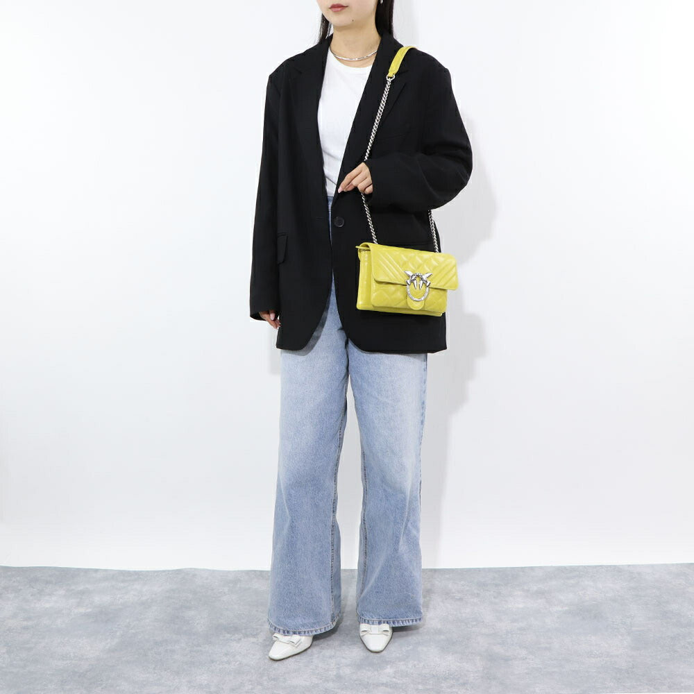 PINKO ショルダーバッグ オレンジ イエロー レザー キルティング 1P21ND-Y66H