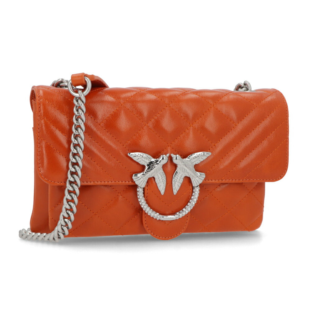 PINKO ショルダーバッグ オレンジ イエロー レザー キルティング 1P21ND-Y66H