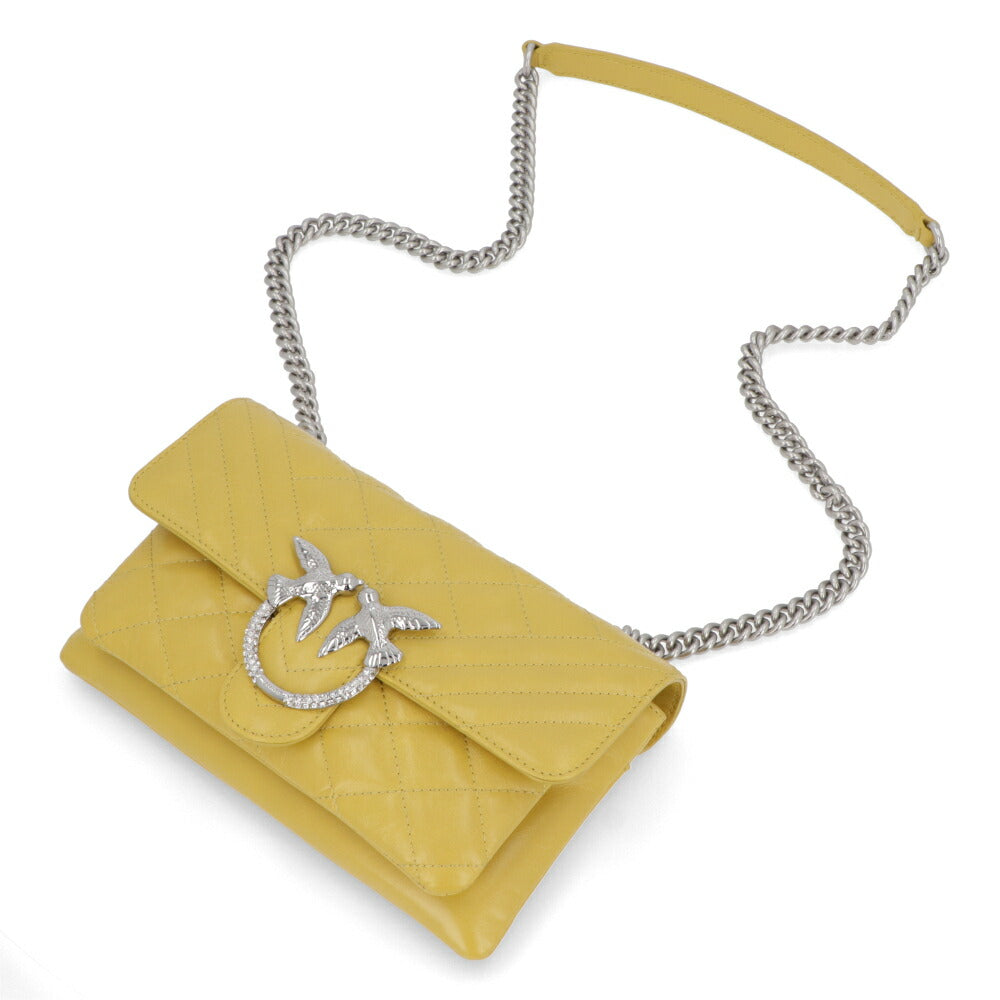 PINKO ショルダーバッグ オレンジ イエロー レザー キルティング 1P21ND-Y66H