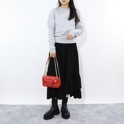 PINKO ショルダーバッグ レッド ブラック レザー スタッズ 1P21PY-Y67B