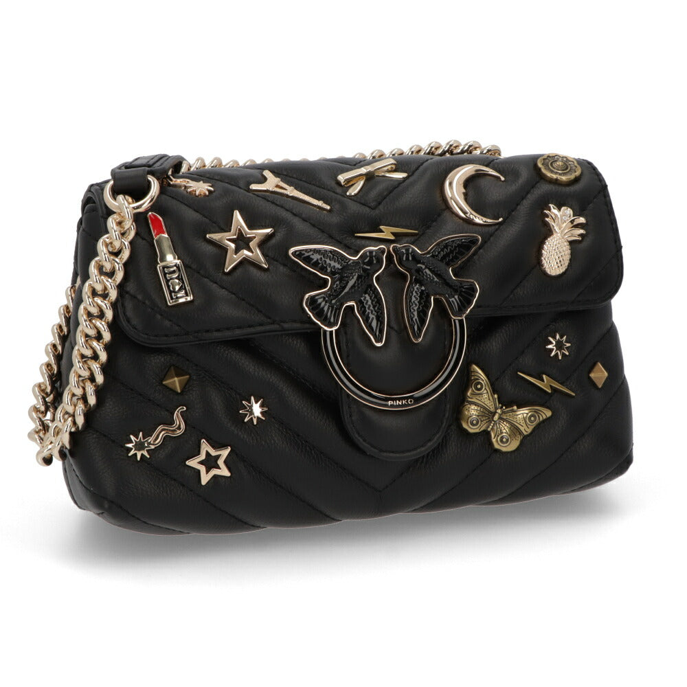 PINKO ショルダーバッグ レッド ブラック レザー スタッズ 1P21PY-Y67B