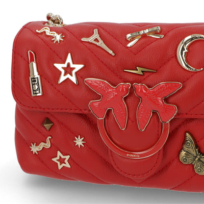 PINKO ショルダーバッグ レッド ブラック レザー スタッズ 1P21PY-Y67B