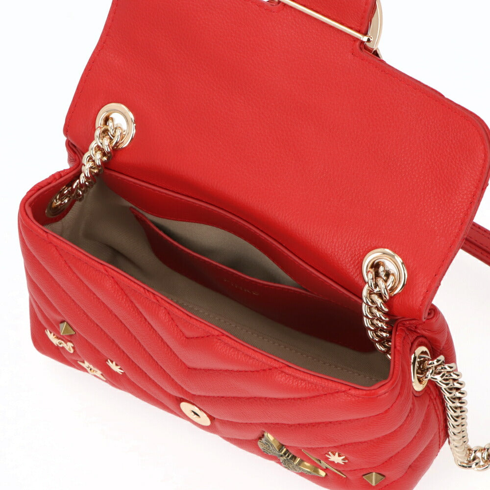 PINKO ショルダーバッグ レッド ブラック レザー スタッズ 1P21PY-Y67B