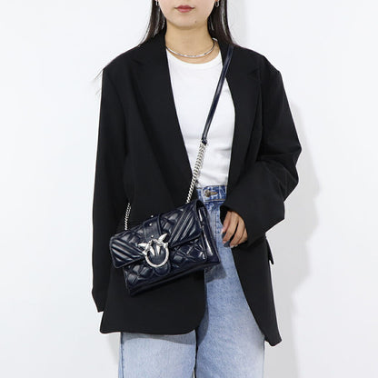 PINKO ショルダーバッグ ネイビー レザー キルティング 1P21UT-Y6MB