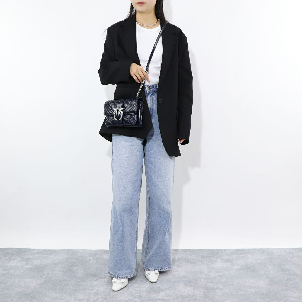 PINKO ショルダーバッグ ネイビー レザー キルティング 1P21UT-Y6MB