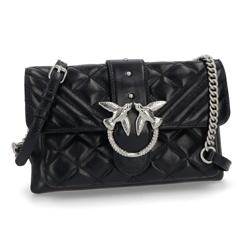 PINKO ショルダーバッグ ネイビー レザー キルティング 1P21UT-Y6MB