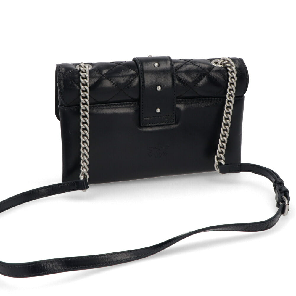 PINKO ショルダーバッグ ネイビー レザー キルティング 1P21UT-Y6MB