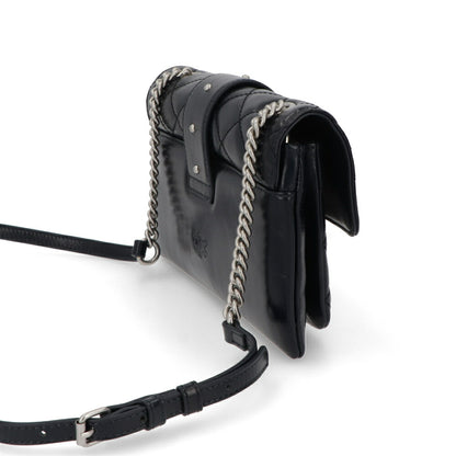 PINKO ショルダーバッグ ネイビー レザー キルティング 1P21UT-Y6MB