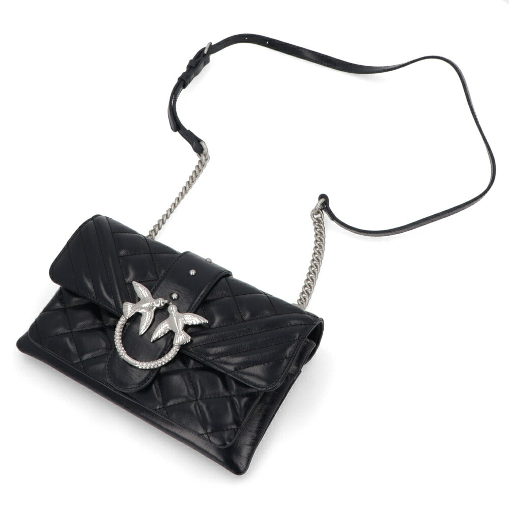 PINKO ショルダーバッグ ネイビー レザー キルティング 1P21UT-Y6MB