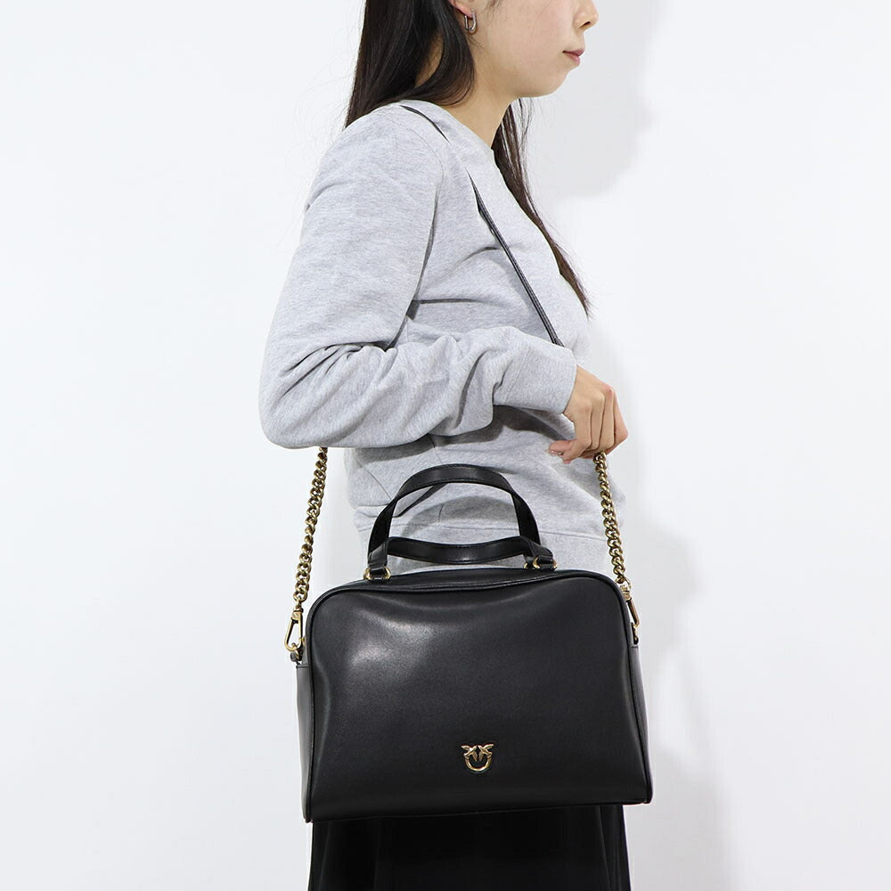 PINKO ハンドバッグ ブラック レザー ショルダーバッグ 1P22GJ-Y6XT