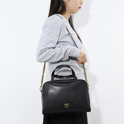 PINKO ハンドバッグ ブラック レザー ショルダーバッグ 1P22GJ-Y6XT