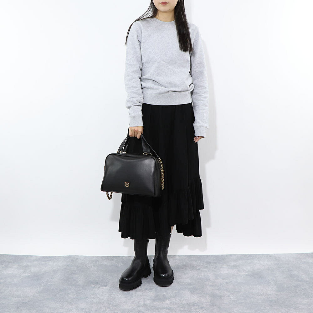 PINKO ハンドバッグ ブラック レザー ショルダーバッグ 1P22GJ-Y6XT