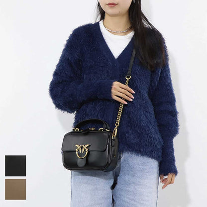 PINKO ハンドバッグ ブラウン ブラック レザー ショルダーバッグ 1P22AJ-Y6XT