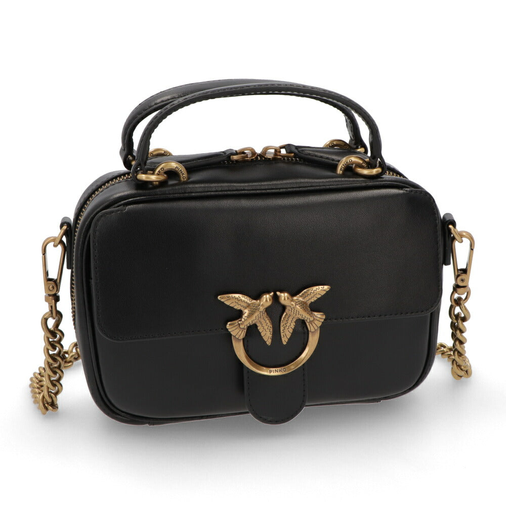 PINKO ハンドバッグ ブラウン ブラック レザー ショルダーバッグ 1P22AJ-Y6XT