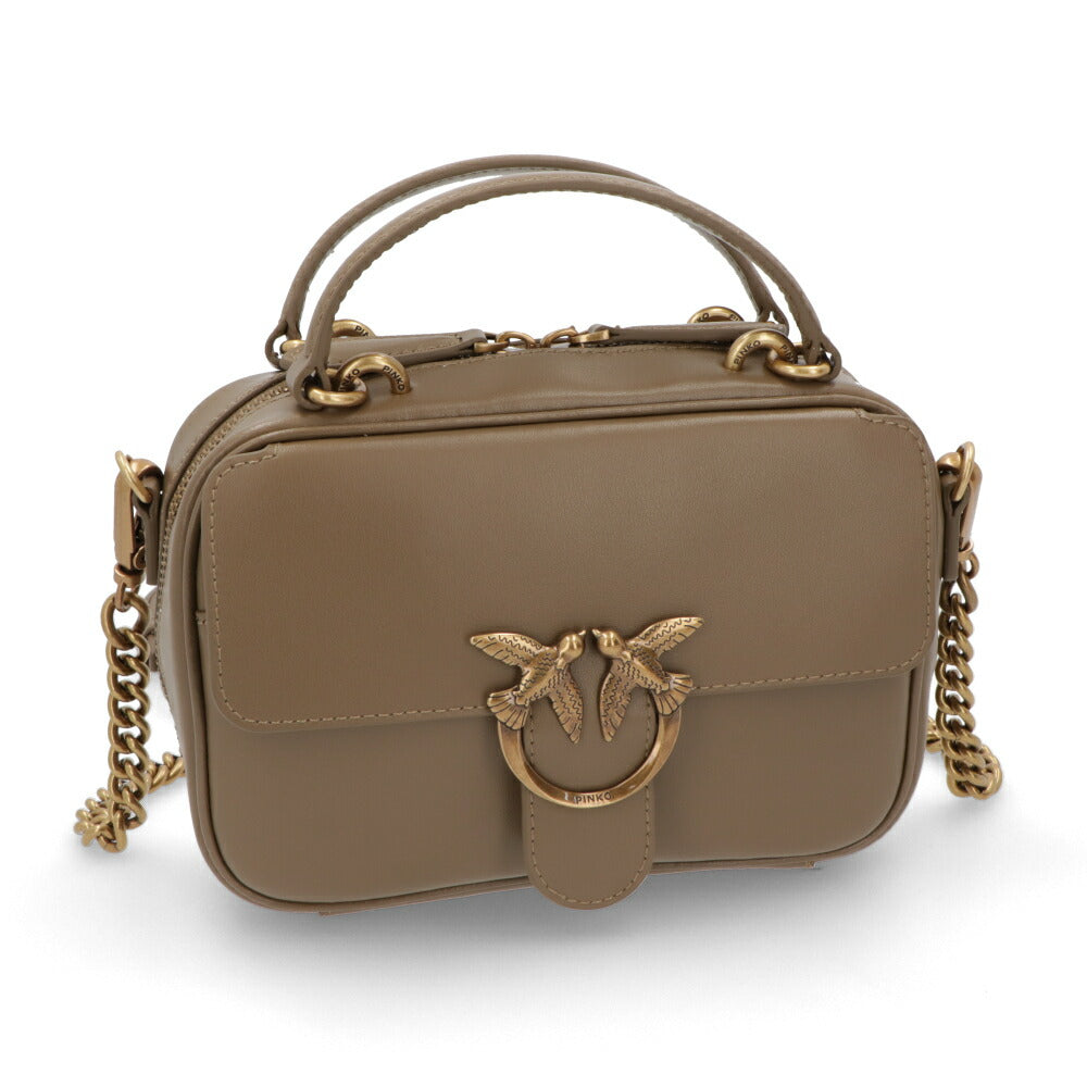 PINKO ハンドバッグ ブラウン ブラック レザー ショルダーバッグ 1P22AJ-Y6XT