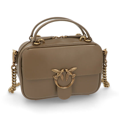 PINKO ハンドバッグ ブラウン ブラック レザー ショルダーバッグ 1P22AJ-Y6XT