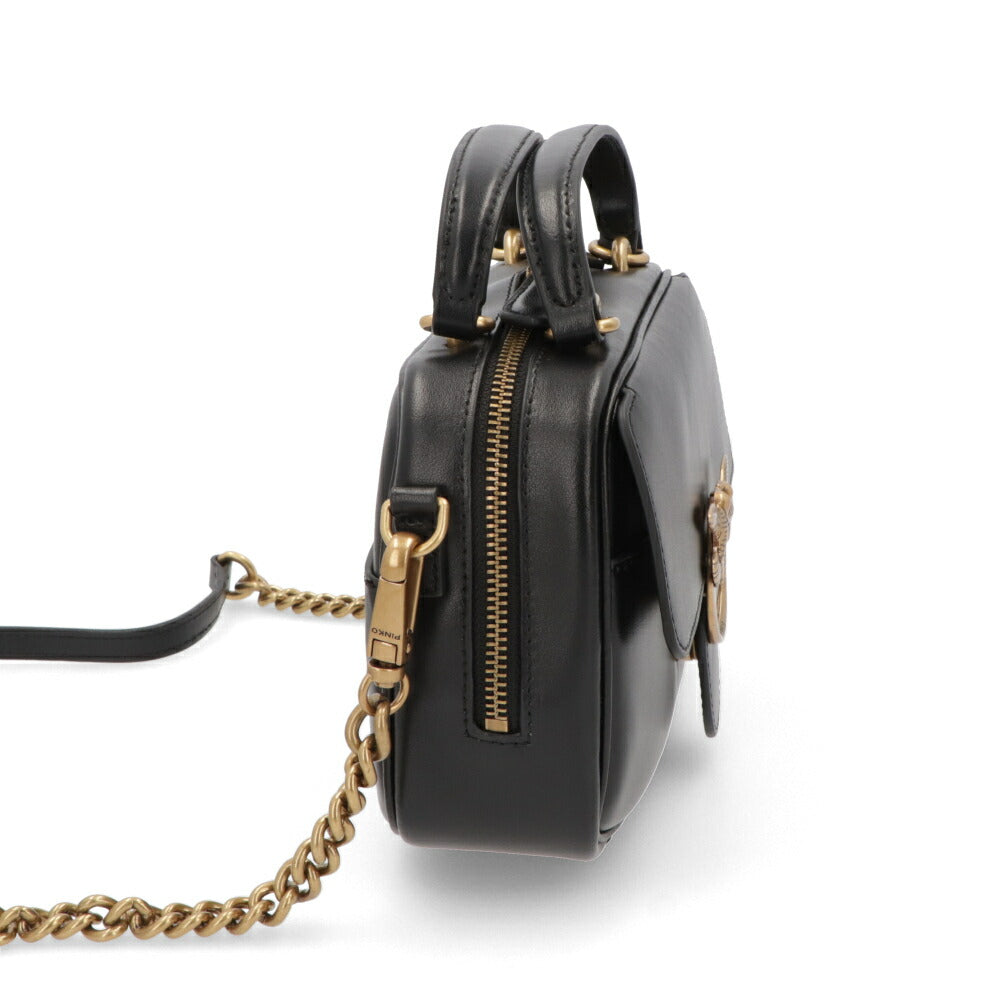 PINKO ハンドバッグ ブラウン ブラック レザー ショルダーバッグ 1P22AJ-Y6XT