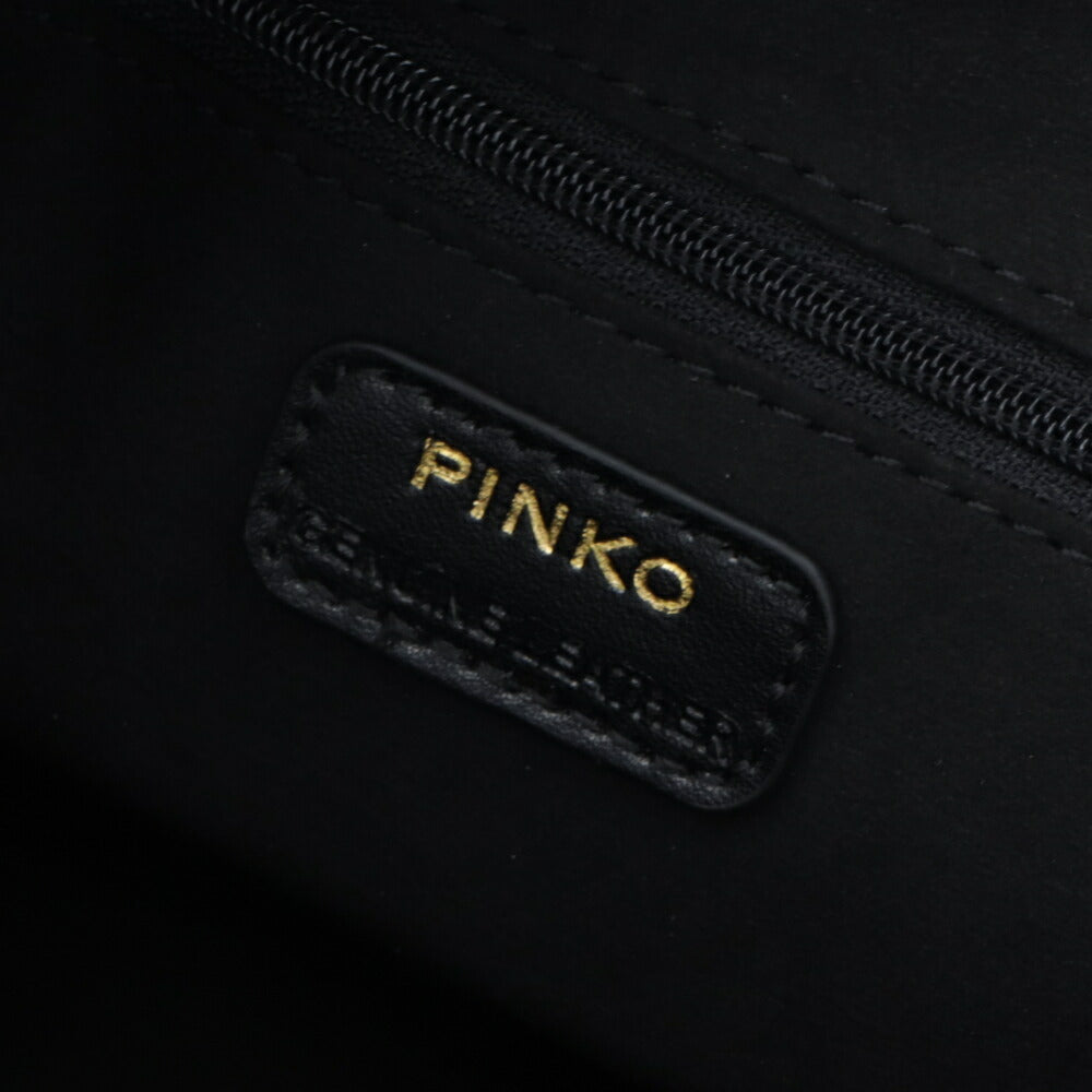 PINKO ハンドバッグ ブラウン ブラック レザー ショルダーバッグ 1P22AJ-Y6XT