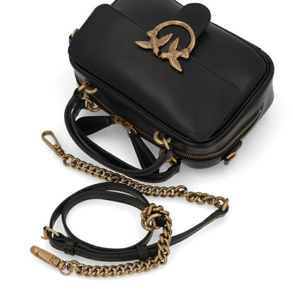PINKO ハンドバッグ ブラウン ブラック レザー ショルダーバッグ 1P22AJ-Y6XT