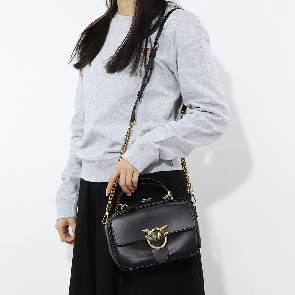 PINKO ハンドバッグ ブラック レザー ショルダーバッグ 1P21UD-Y6JC