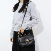 PINKO ハンドバッグ ブラック レザー ショルダーバッグ 1P21UD-Y6JC
