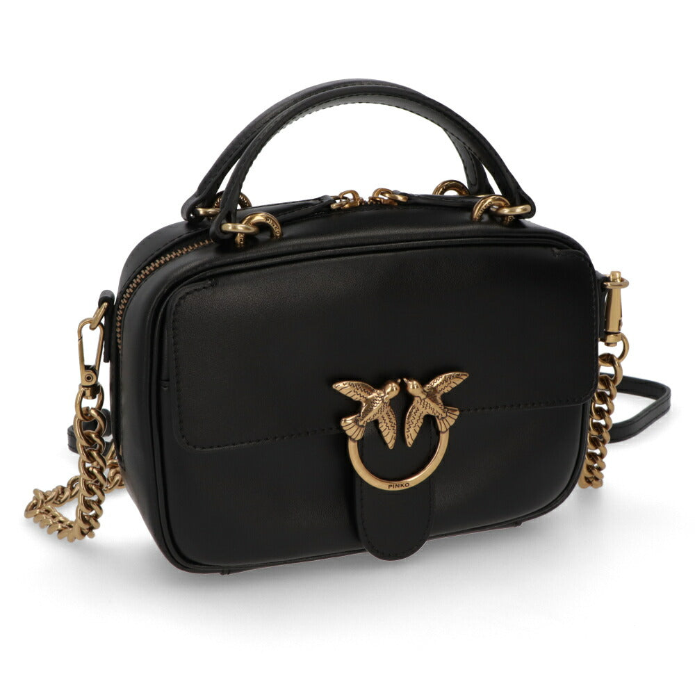 PINKO ハンドバッグ ブラック レザー ショルダーバッグ 1P21UD-Y6JC