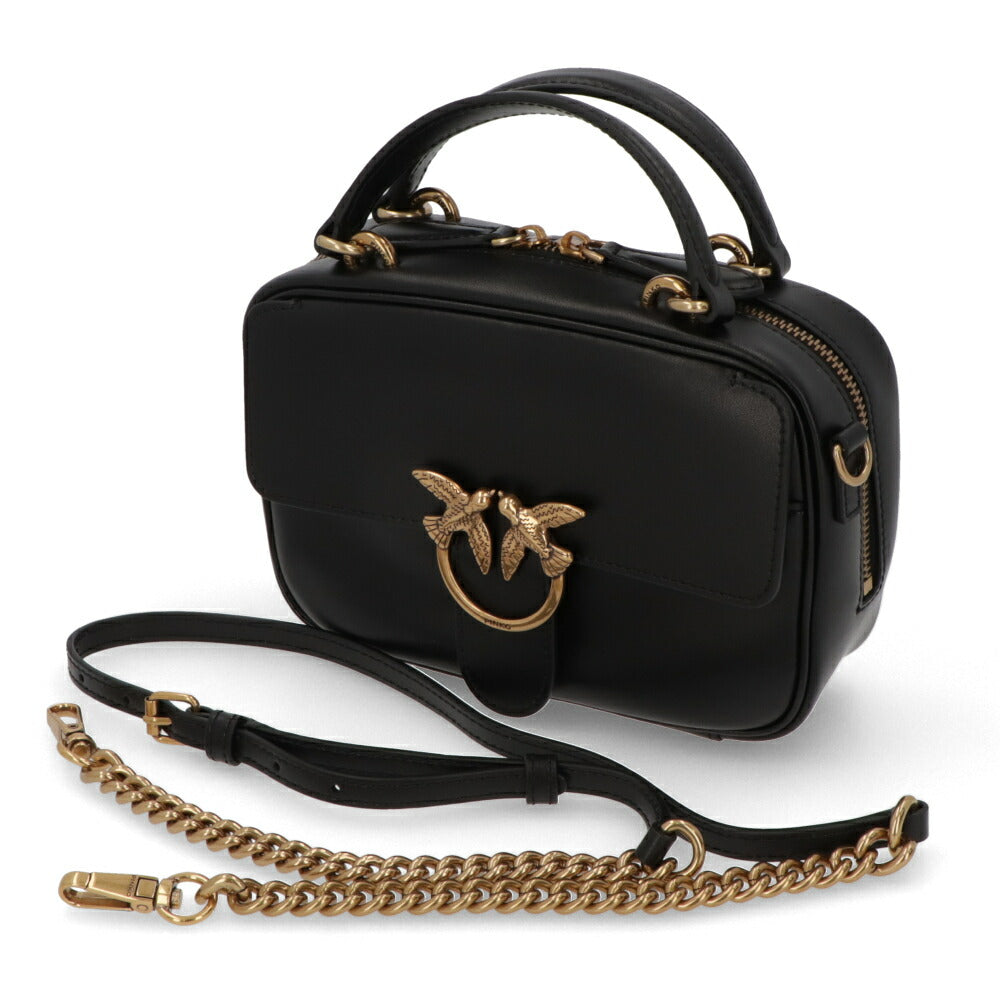 PINKO ハンドバッグ ブラック レザー ショルダーバッグ 1P21UD-Y6JC