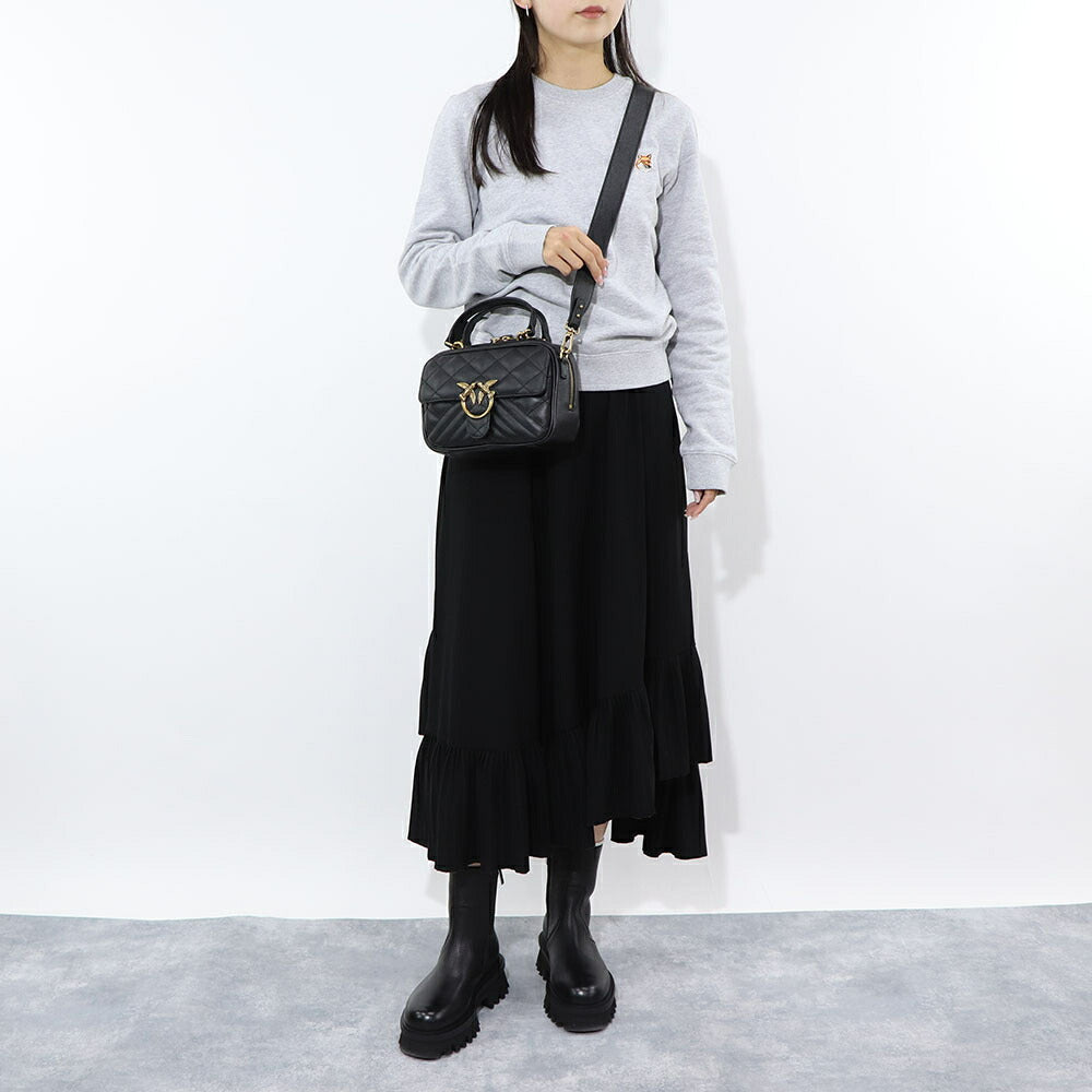 【美品】PINKO ピンコ キルティング レザー ショルダーバッグ ブラック PINKO ハンドバッグ ブラック レザー キルティング ショルダーバッグ