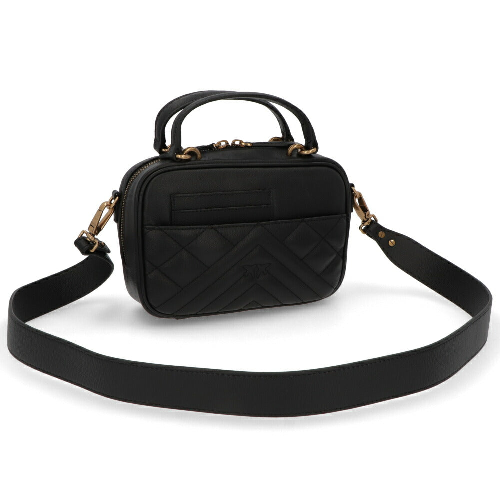 PINKO ハンドバッグ ブラック レザー キルティング ショルダーバッグ 1P22BR-Y7FX