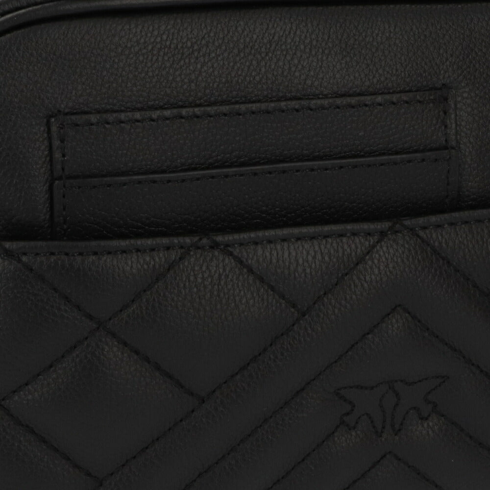 PINKO ハンドバッグ ブラック レザー キルティング ショルダーバッグ 1P22BR-Y7FX