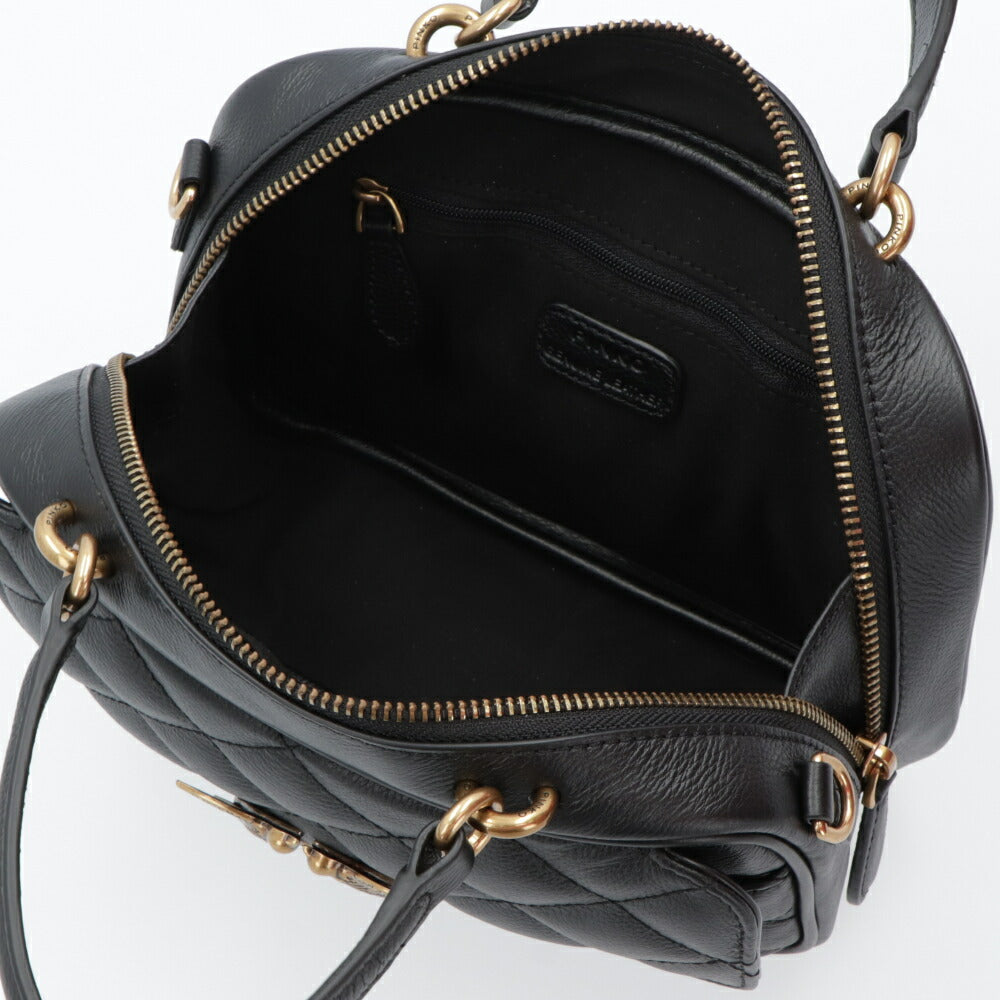 PINKO ハンドバッグ ブラック レザー キルティング ショルダーバッグ 1P22BR-Y7FX