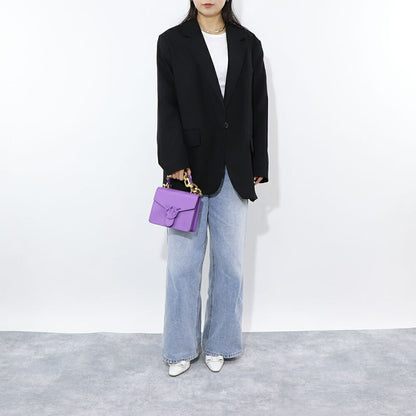 PINKO ハンドバッグ パープル ブラック レザー チェーン ショルダーバッグ 1P22AQ-Y7GK