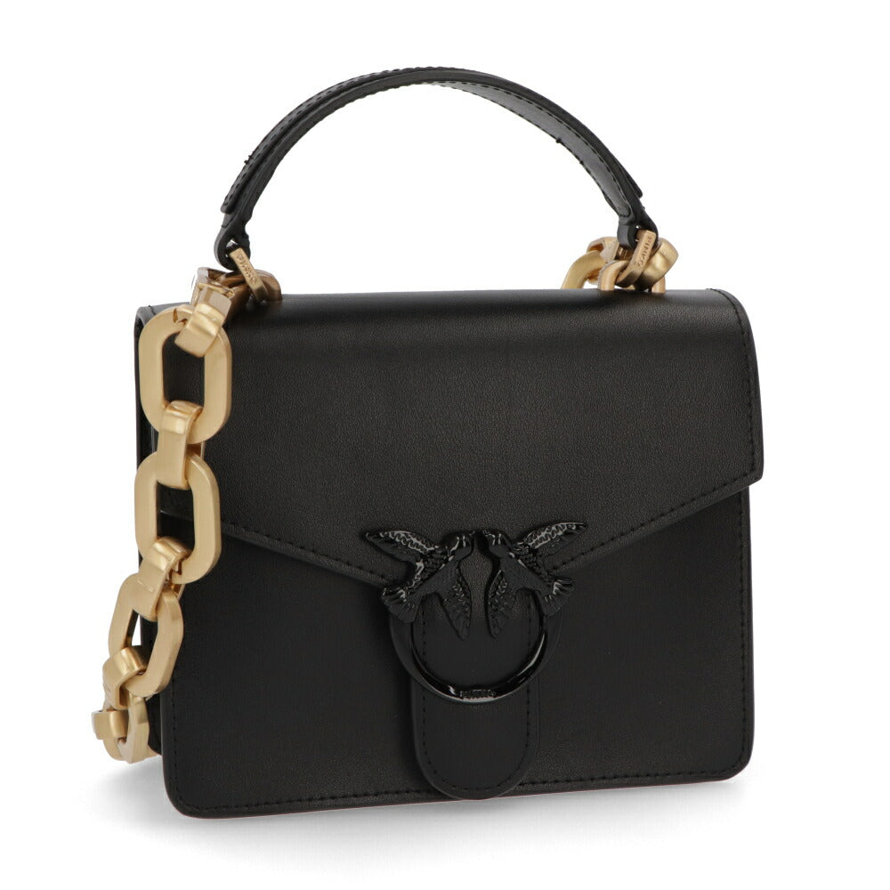 PINKO ハンドバッグ パープル ブラック レザー チェーン ショルダーバッグ 1P22AQ-Y7GK