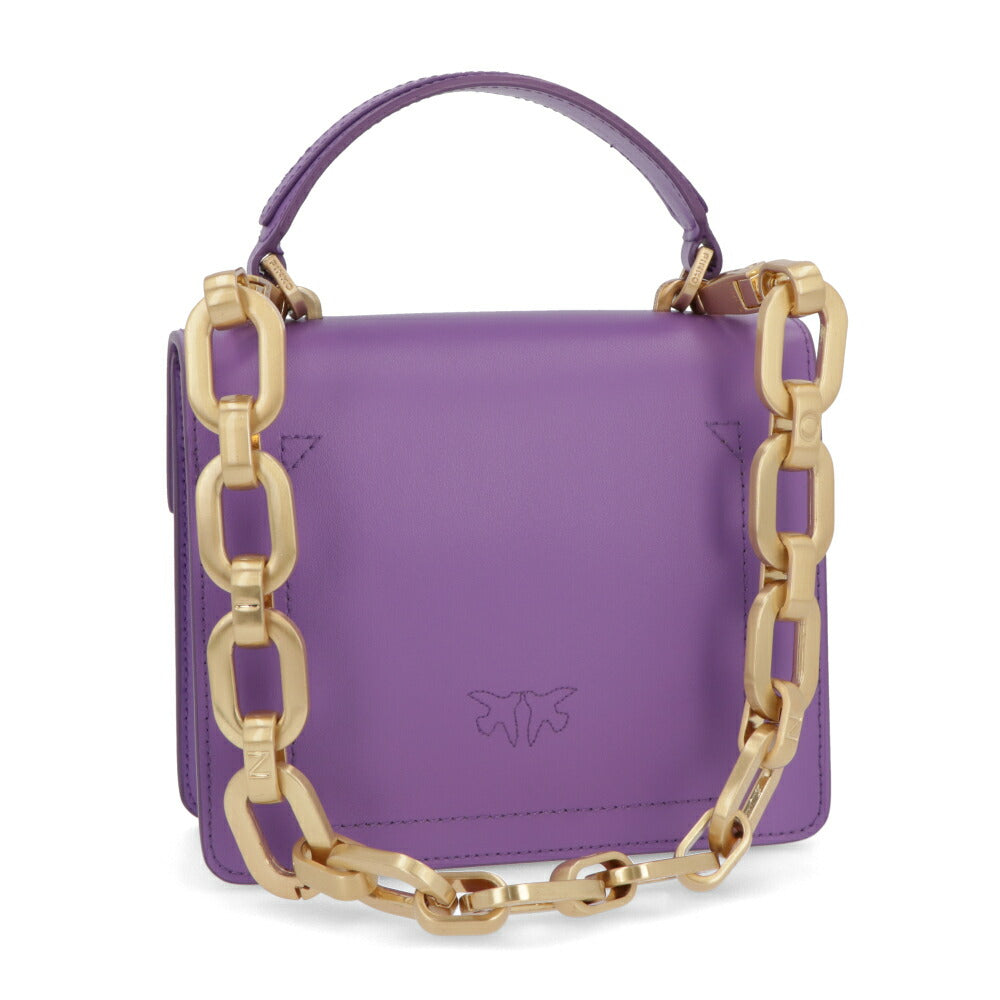 PINKO ハンドバッグ パープル ブラック レザー チェーン ショルダーバッグ 1P22AQ-Y7GK