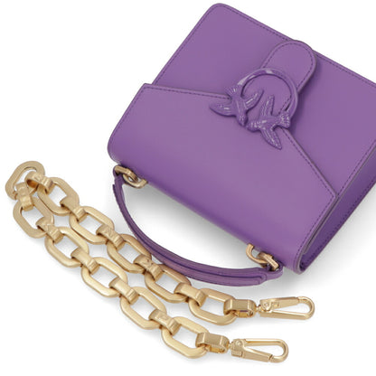 PINKO ハンドバッグ パープル ブラック レザー チェーン ショルダーバッグ 1P22AQ-Y7GK