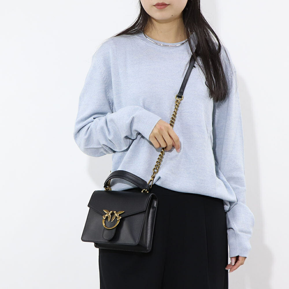 PINKO ハンドバッグ ブラック レザー ショルダーバッグ 1P221V-Y6XT