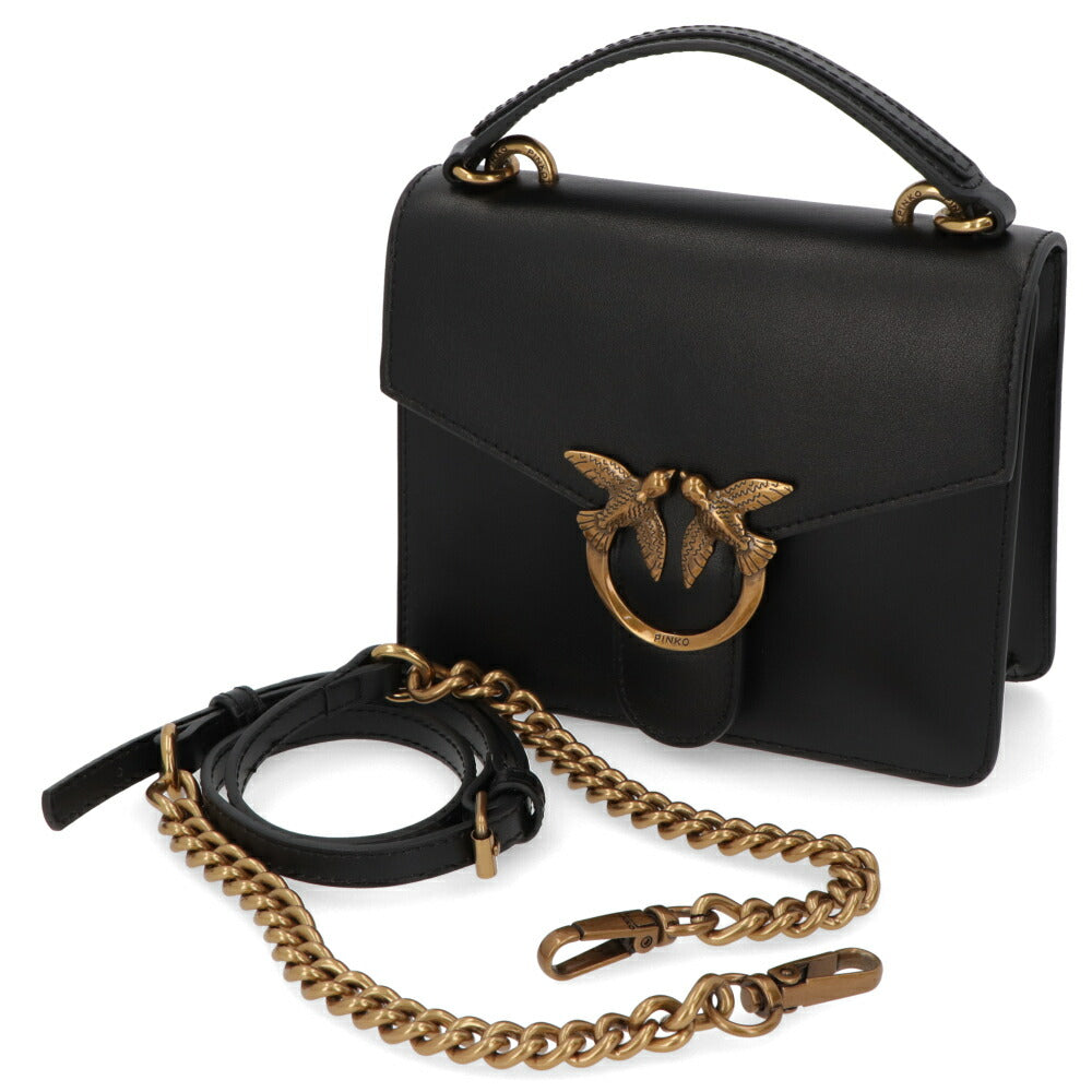 PINKO ハンドバッグ ブラック レザー ショルダーバッグ 1P221V-Y6XT