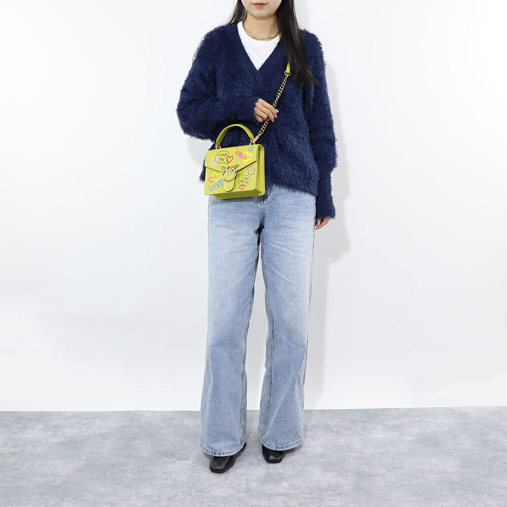 PINKO ハンドバッグ イエロー パープル レザー ショルダーバッグ 1P22W6-A043