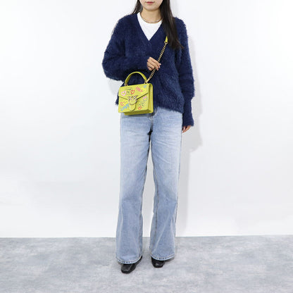 PINKO ハンドバッグ イエロー パープル レザー ショルダーバッグ 1P22W6-A043