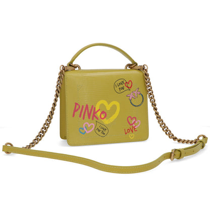 PINKO ハンドバッグ イエロー パープル レザー ショルダーバッグ 1P22W6-A043
