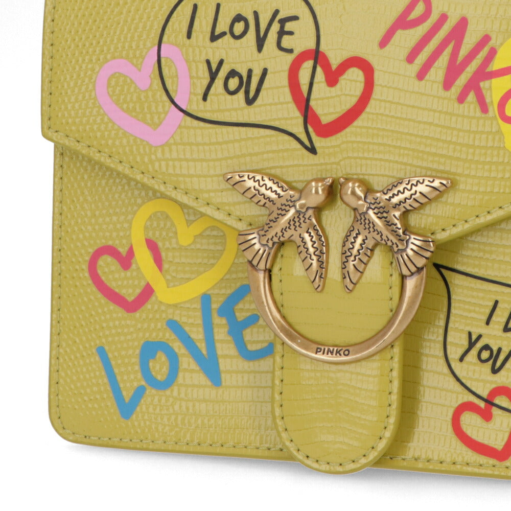 PINKO ハンドバッグ イエロー パープル レザー ショルダーバッグ 1P22W6-A043