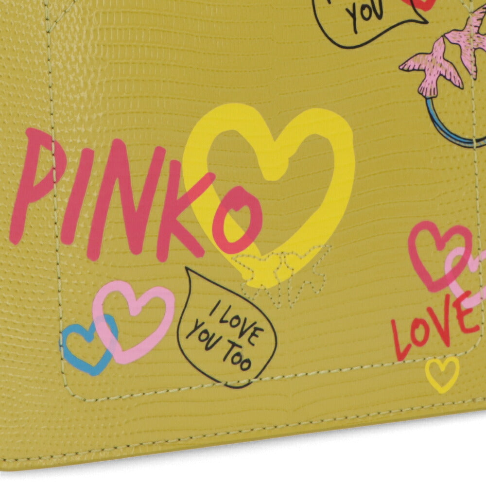 PINKO ハンドバッグ イエロー パープル レザー ショルダーバッグ 1P22W6-A043
