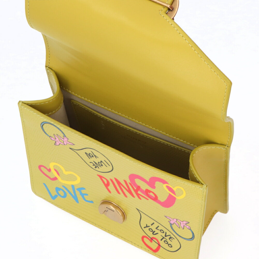 PINKO ハンドバッグ イエロー パープル レザー ショルダーバッグ 1P22W6-A043